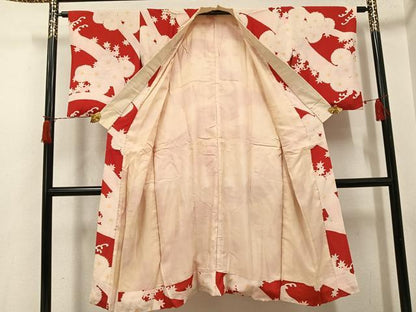 平和屋着物●アンティーク　大正ロマン　長襦袢　袷　草花文　正絹　逸品　AABH9689ph