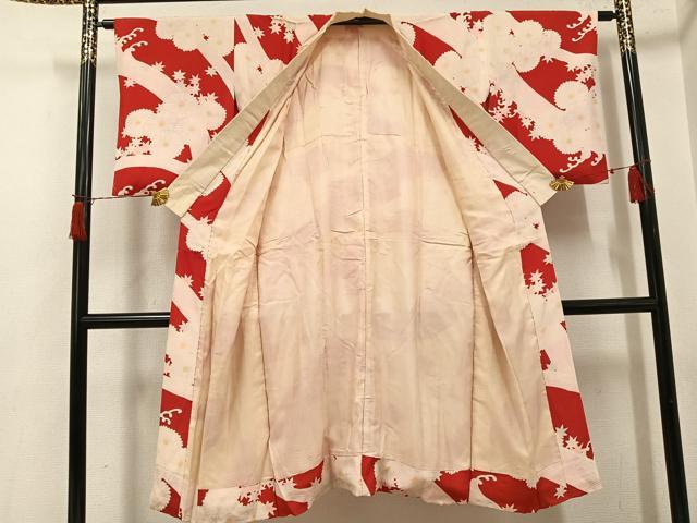 平和屋着物●アンティーク　大正ロマン　長襦袢　袷　草花文　正絹　逸品　AABH9689ph