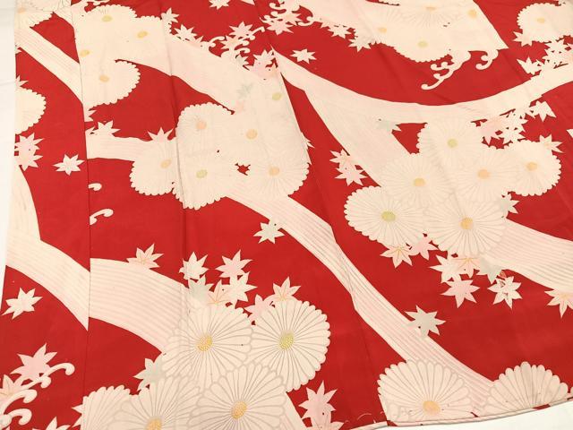 平和屋着物●アンティーク　大正ロマン　長襦袢　袷　草花文　正絹　逸品　AABH9689ph