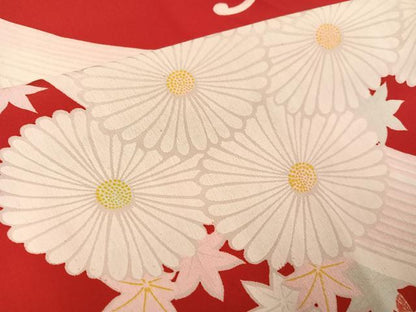 平和屋着物●アンティーク　大正ロマン　長襦袢　袷　草花文　正絹　逸品　AABH9689ph