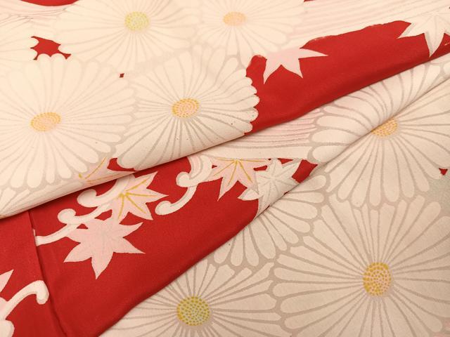 平和屋着物●アンティーク　大正ロマン　長襦袢　袷　草花文　正絹　逸品　AABH9689ph