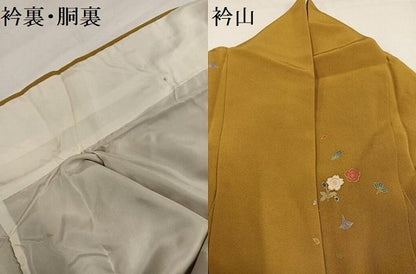 平和屋着物●上質な小紋　友禅　草花文　金彩　正絹　逸品　AABH9690ph