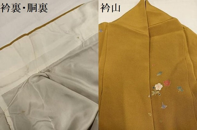 平和屋着物●上質な小紋　友禅　草花文　金彩　正絹　逸品　AABH9690ph