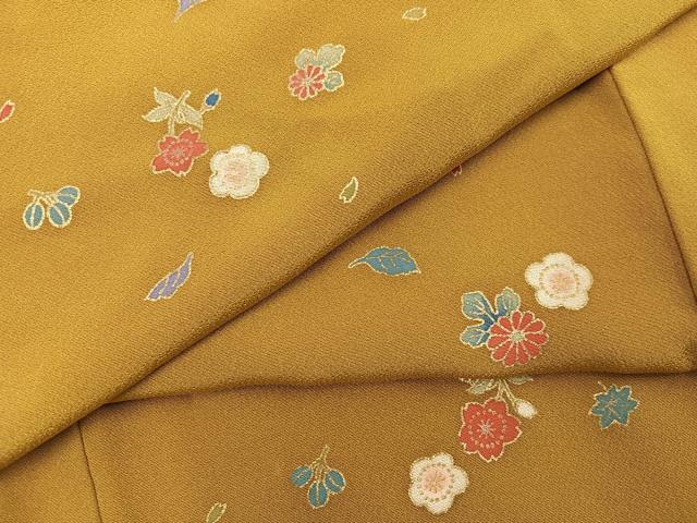 平和屋着物●上質な小紋　友禅　草花文　金彩　正絹　逸品　AABH9690ph