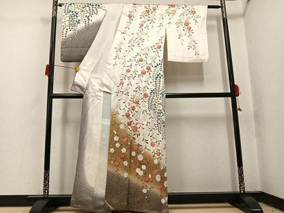 平和屋着物●訪問着　枝垂れ桜文　暈し染め　金彩　正絹　逸品　AABH9691ph