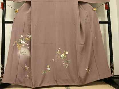 平和屋着物●男性　訪問着　キングサイズ　友禅　作家物　美山　枝花文　正絹　逸品　AABH9693ph