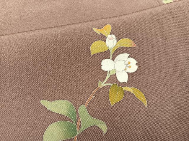平和屋着物●男性　訪問着　キングサイズ　友禅　作家物　美山　枝花文　正絹　逸品　AABH9693ph