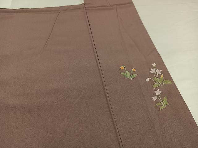 平和屋着物●男性　訪問着　キングサイズ　友禅　作家物　美山　枝花文　正絹　逸品　AABH9693ph