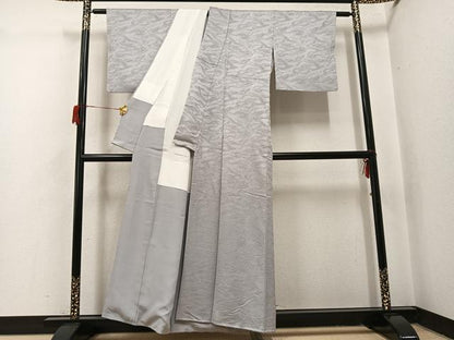 平和屋着物●上質な色無地　流水地紋　蕎麦切色　正絹　逸品　AABH9694ph