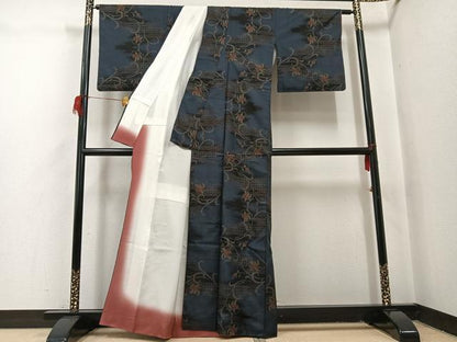 平和屋着物●本場大島紬　一元7マルキ　花唐草文　正絹　逸品　AABH9696ph