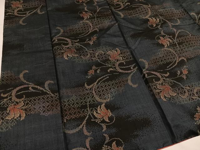 平和屋着物●本場大島紬　一元7マルキ　花唐草文　正絹　逸品　AABH9696ph