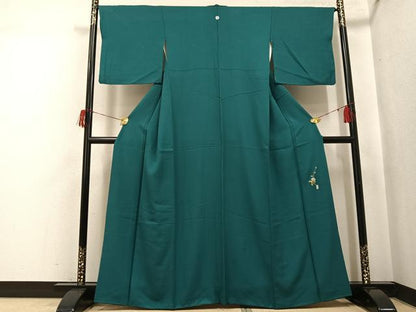 平和屋着物●上質な色無地　草木染　花地紋　天鵞絨色　正絹　逸品　AABH9697ph