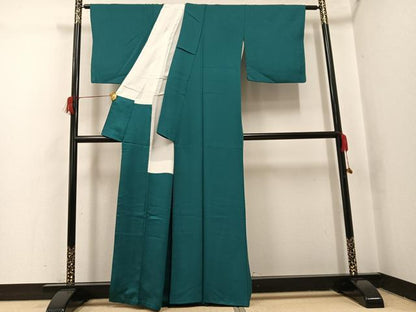 平和屋着物●上質な色無地　草木染　花地紋　天鵞絨色　正絹　逸品　AABH9697ph