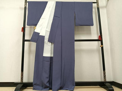 平和屋着物●上質な色無地　紫鼠色　正絹　逸品　AABH9699ph
