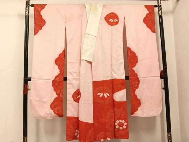 平和屋着物●振袖用長襦袢　袷　絞り　舞花文　広衿仕立て　正絹　逸品　AABH9701ph