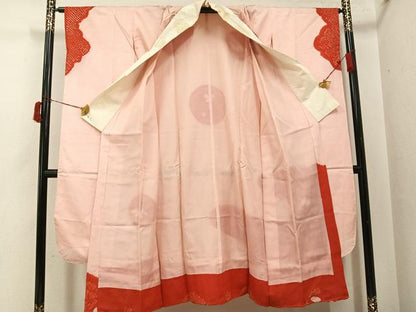 平和屋着物●振袖用長襦袢　袷　絞り　舞花文　広衿仕立て　正絹　逸品　AABH9701ph