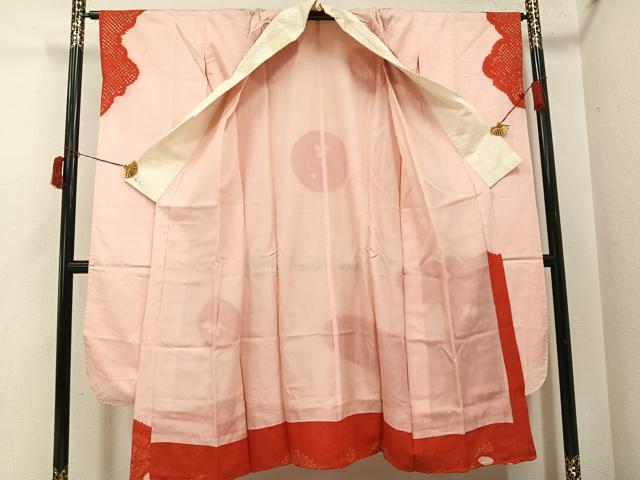 平和屋着物●振袖用長襦袢　袷　絞り　舞花文　広衿仕立て　正絹　逸品　AABH9701ph