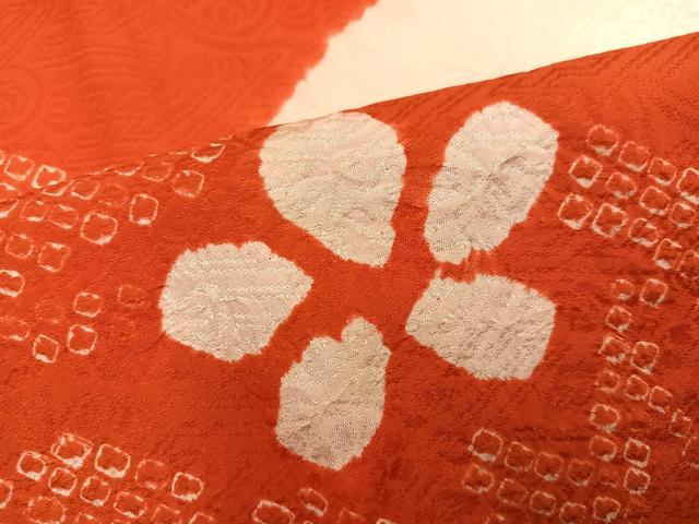 平和屋着物●振袖用長襦袢　袷　絞り　舞花文　広衿仕立て　正絹　逸品　AABH9701ph