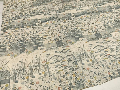 平和屋着物●染織の名門　しょうざん  生紬　訪問着　松竹梅風景文　正絹　逸品　未使用　AABH9704ph