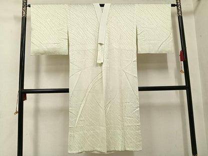 平和屋着物●長襦袢　無双仕立て　草木地紋　練色　正絹　逸品　AABH9706ph