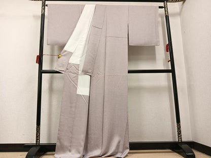 平和屋着物●上質な色無地　草花地紋　枯野色　さが美扱い　正絹　逸品　AABH9708ph