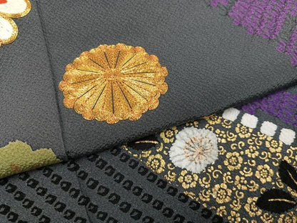 平和屋着物●豪華振袖　駒刺繍　絞り　舞花文　金彩　正絹　逸品　AABH9709ph