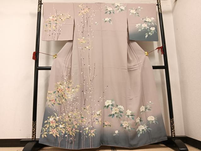 平和屋着物●訪問着　枝花文　暈し染め　金彩　正絹　逸品　AABH9710ph