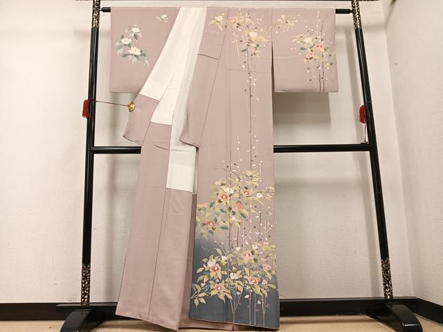 平和屋着物●訪問着　枝花文　暈し染め　金彩　正絹　逸品　AABH9710ph