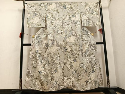 平和屋着物●上質な小紋　草花文　金彩　正絹　逸品　AABH9712ph