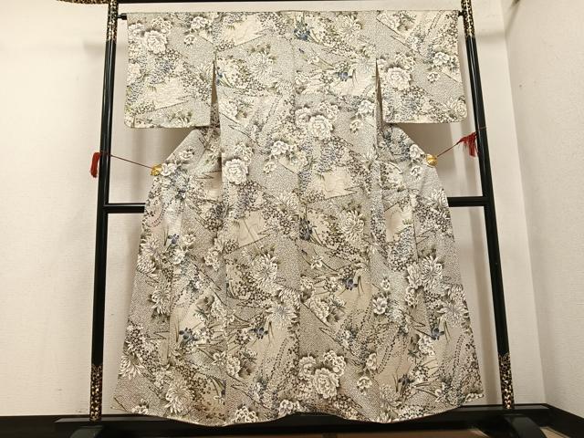 平和屋着物●上質な小紋　草花文　金彩　正絹　逸品　AABH9712ph