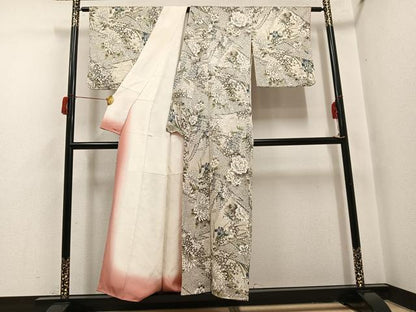 平和屋着物●上質な小紋　草花文　金彩　正絹　逸品　AABH9712ph