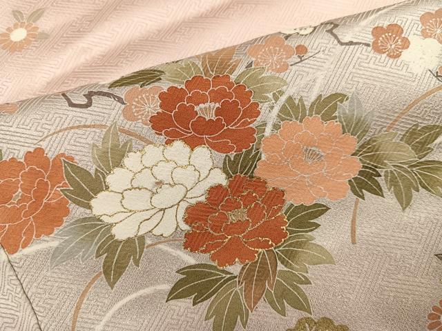 平和屋着物●訪問着　駒刺繍　草花文　暈し染め　金彩　正絹　逸品　AABH9714ph