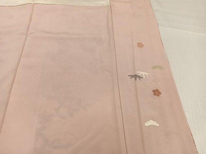 平和屋着物●訪問着　駒刺繍　草花文　暈し染め　金彩　正絹　逸品　AABH9714ph