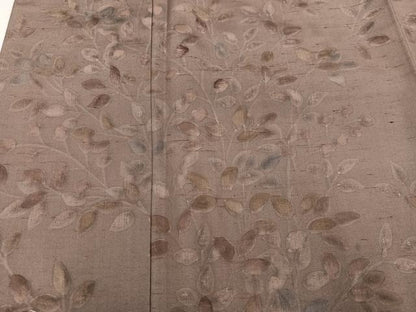 平和屋着物●訪問着　作家物　染人　紬地　手描き　枝葉文　正絹　逸品　未使用　AABH9715ph