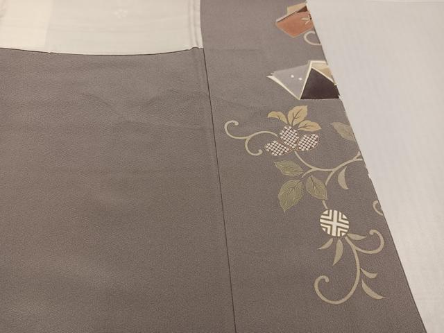 平和屋着物●訪問着　駒刺繍　花唐草冊子文　金彩　正絹　逸品　AABH9716ph