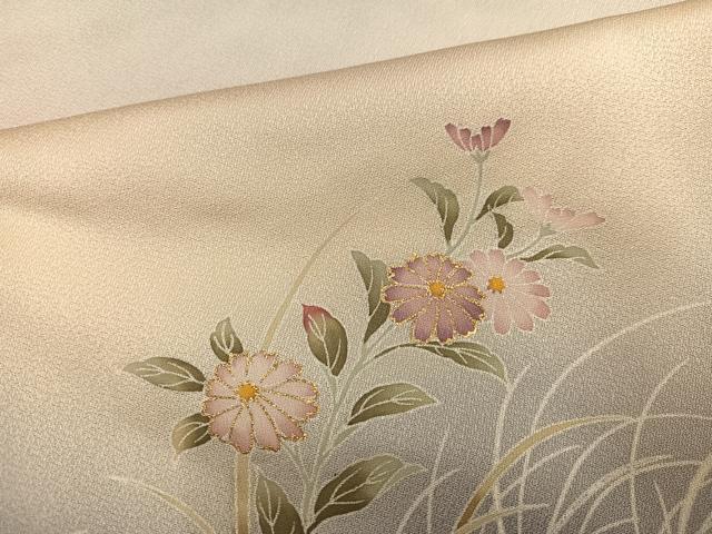 平和屋着物●訪問着　友禅　草花文　暈し染め　金彩　正絹　逸品　AABH9717ph