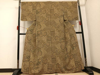 平和屋着物●二代目更甚　江戸更紗　小紋　更紗文　鬼しぼ縮緬　正絹　逸品　AABH9718ph