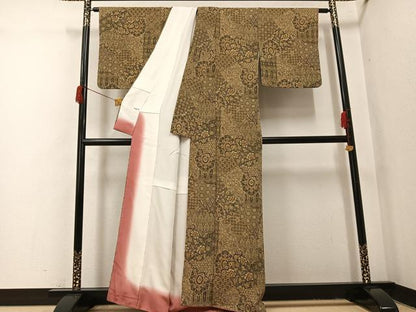 平和屋着物●二代目更甚　江戸更紗　小紋　更紗文　鬼しぼ縮緬　正絹　逸品　AABH9718ph