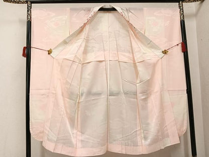 平和屋着物●振袖用長襦袢　無双仕立て　地紙花地紋　暈し染め　半衿刺繍　正絹　逸品　未使用　AABH9719ph