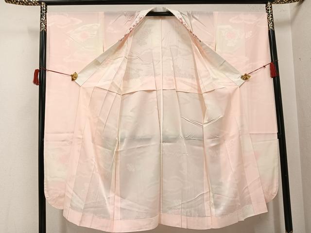 平和屋着物●振袖用長襦袢　無双仕立て　地紙花地紋　暈し染め　半衿刺繍　正絹　逸品　未使用　AABH9719ph