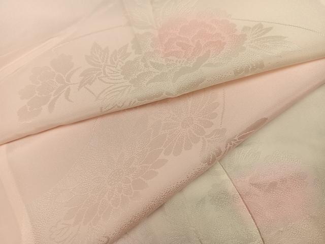 平和屋着物●振袖用長襦袢　無双仕立て　地紙花地紋　暈し染め　半衿刺繍　正絹　逸品　未使用　AABH9719ph