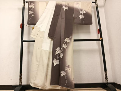 平和屋着物●京都の名門ブランド　銀花仙　訪問着　蔦の葉文　暈し染め　正絹　逸品　AABH9720ph