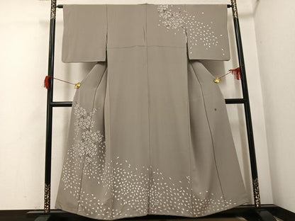 平和屋着物●訪問着　作家物　手描き　舞桜文　正絹　逸品　AABH9723ph