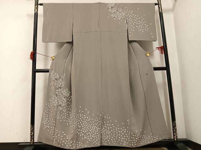 平和屋着物●訪問着　作家物　手描き　舞桜文　正絹　逸品　AABH9723ph
