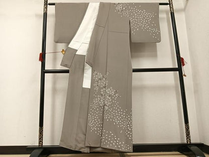 平和屋着物●訪問着　作家物　手描き　舞桜文　正絹　逸品　AABH9723ph