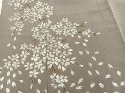 平和屋着物●訪問着　作家物　手描き　舞桜文　正絹　逸品　AABH9723ph