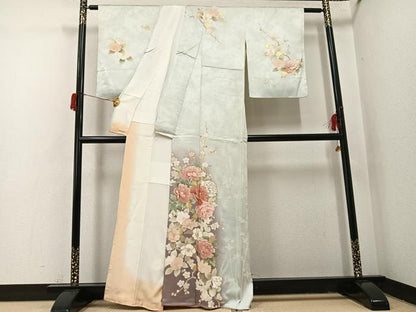 平和屋着物●訪問着　枝花文　金彩　正絹　逸品　未使用　AABH9726ph