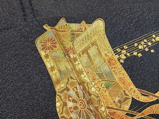 平和屋着物●豪華振袖　御所車花文　暈し染め　金銀彩　銀通し地　ロング丈　正絹　逸品　AABH9727ph