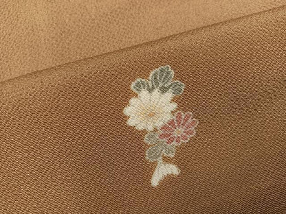 平和屋着物●上質な小紋　草花文　鬼しぼ縮緬　正絹　逸品　AABH9728ph