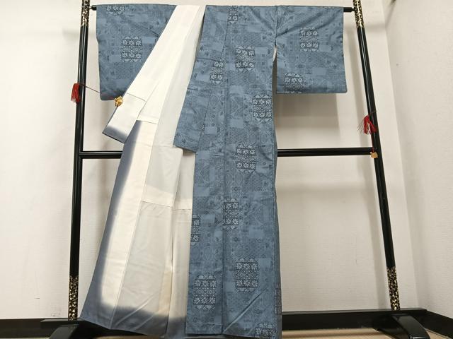 平和屋着物●本場大島紬　カタス9マルキ　更紗唐草文　正絹　逸品　AABH9730ph